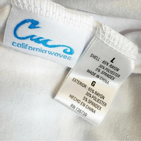 CALIFORNIA WAVES Junior Tie Waist Knit Swim Cover Up Romper White Size L NWT - Picture 8 of 9